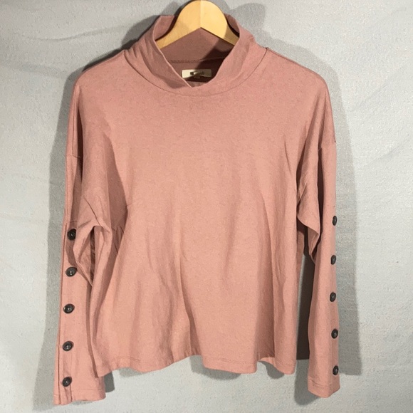 Madewell Tops - NWT Madewell pink high collar long sleeve Sz M